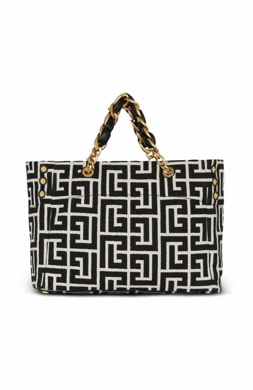 Balmain 1945 Soft Pb-monogrammed Jacquard Canvas Tote Bag