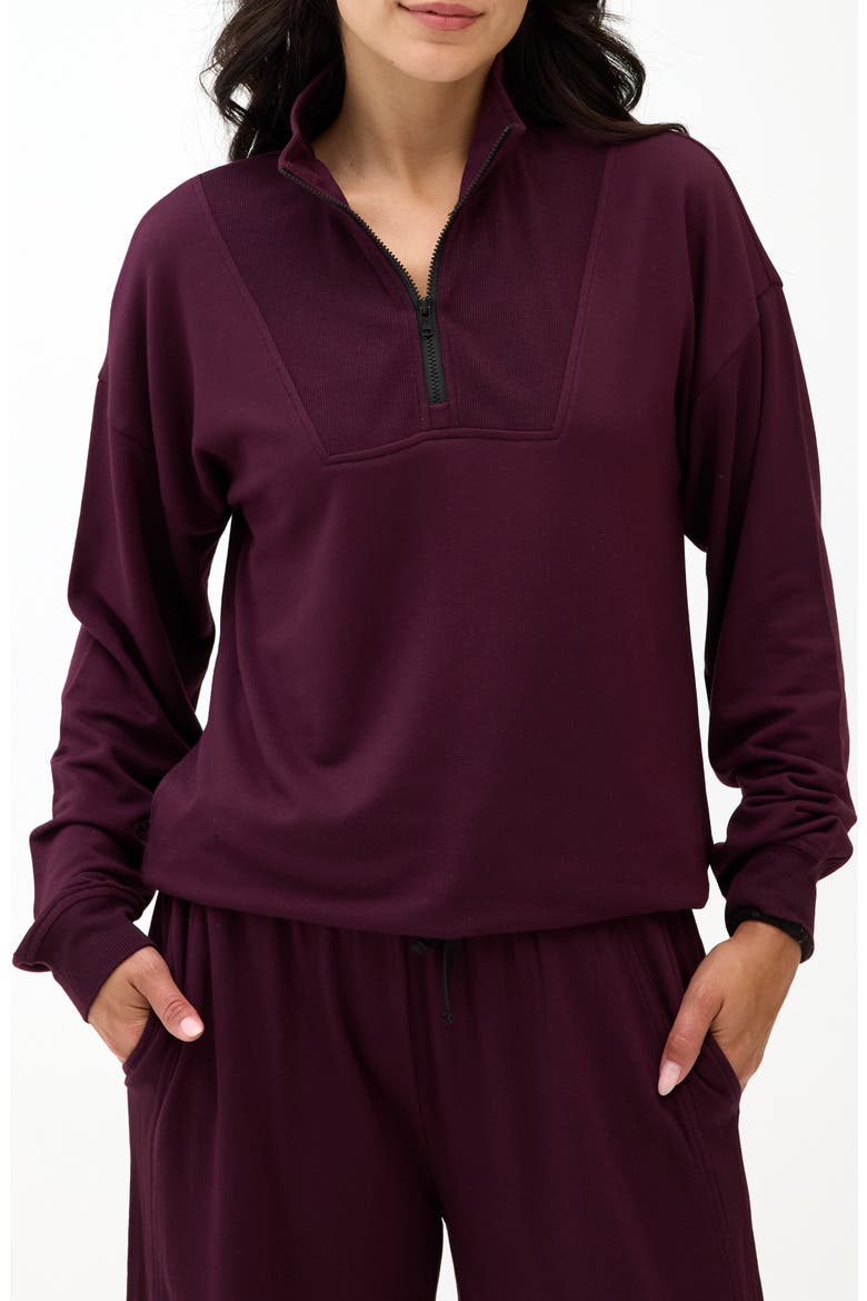 Nyla Fleece Half Zip Pullover, Main, color, ULTRA MAROON/ BLACK