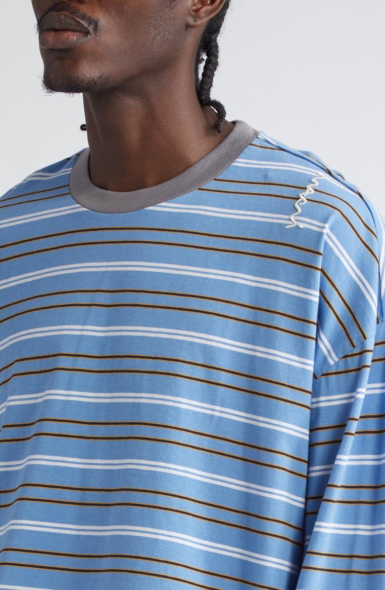 Marni Stripe Long Sleeve Cotton T-Shirt, Alternate, color, Blue Lilac