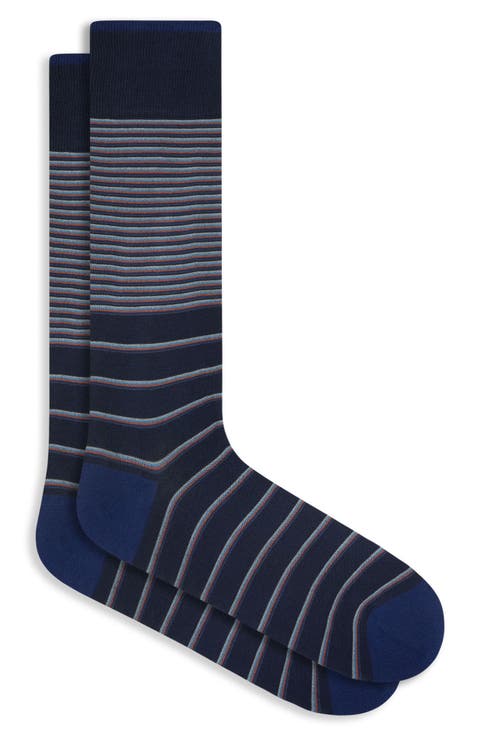 Stripe Cotton Blend Dress Socks