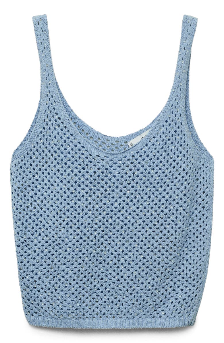 MANGO Rhinestone Detail Open Stitch Knit Tank, Alternate, color,