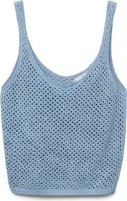 MANGO Rhinestone Detail Open Stitch Knit Tank