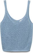 MANGO Rhinestone Detail Open Stitch Knit Tank
