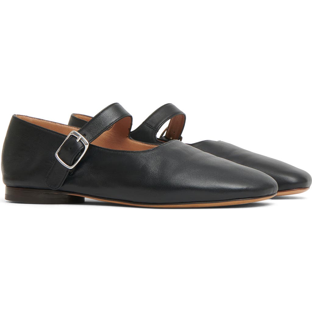 Shop Mansur Gavriel Glove Mary Jane Flat In Black