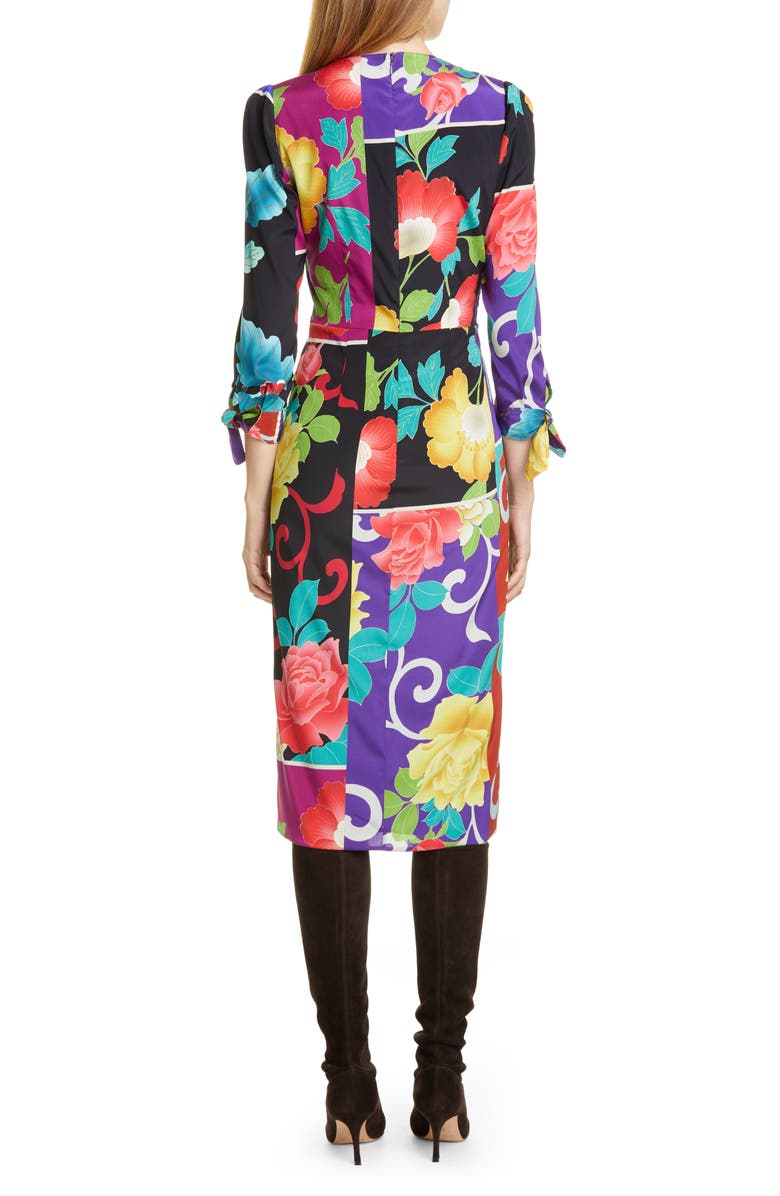Etro Patchwork Floral Stretch Silk Dress, Alternate, color, 