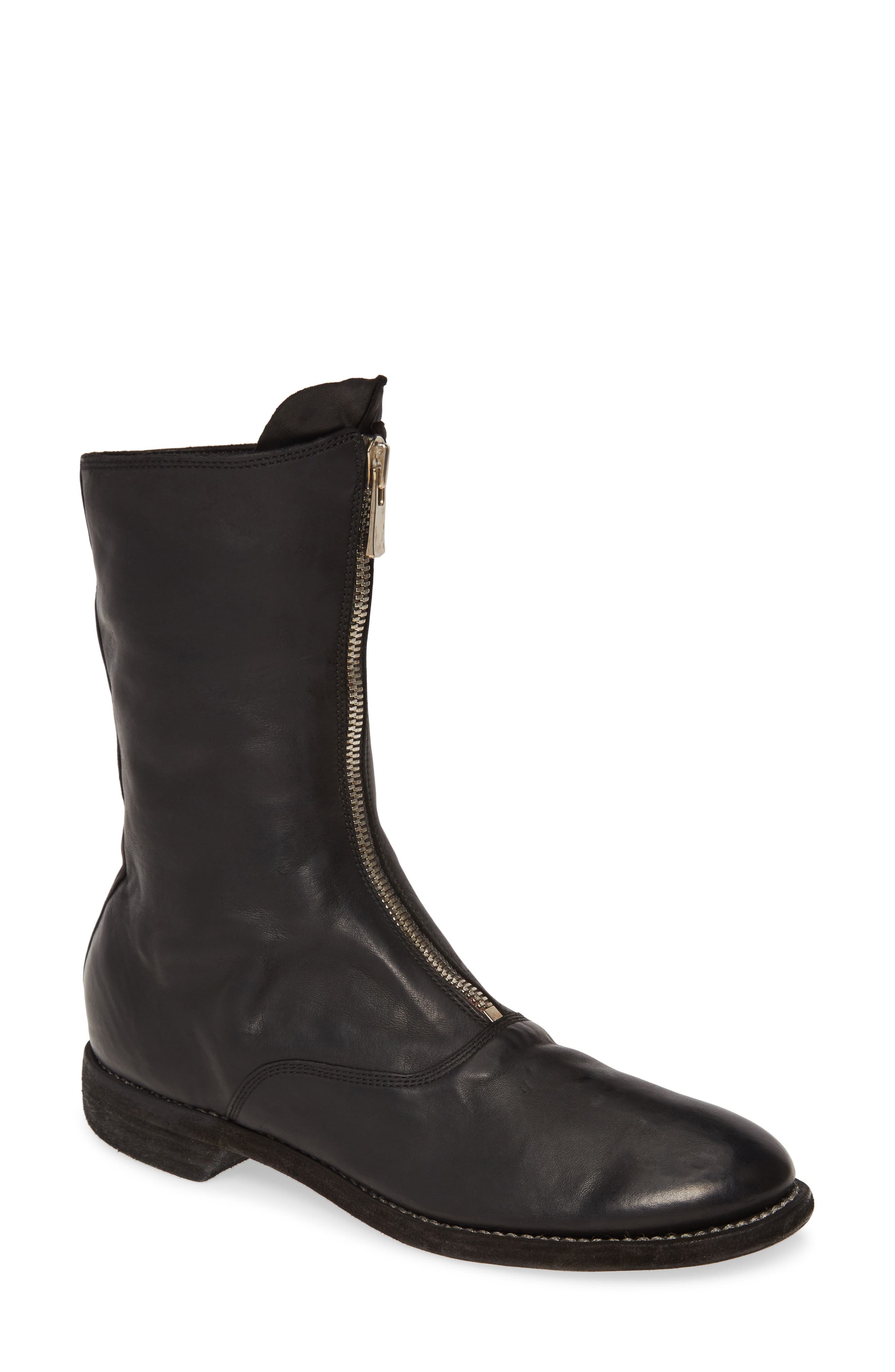 Front Zip Army Boot, Main, color, BLACK