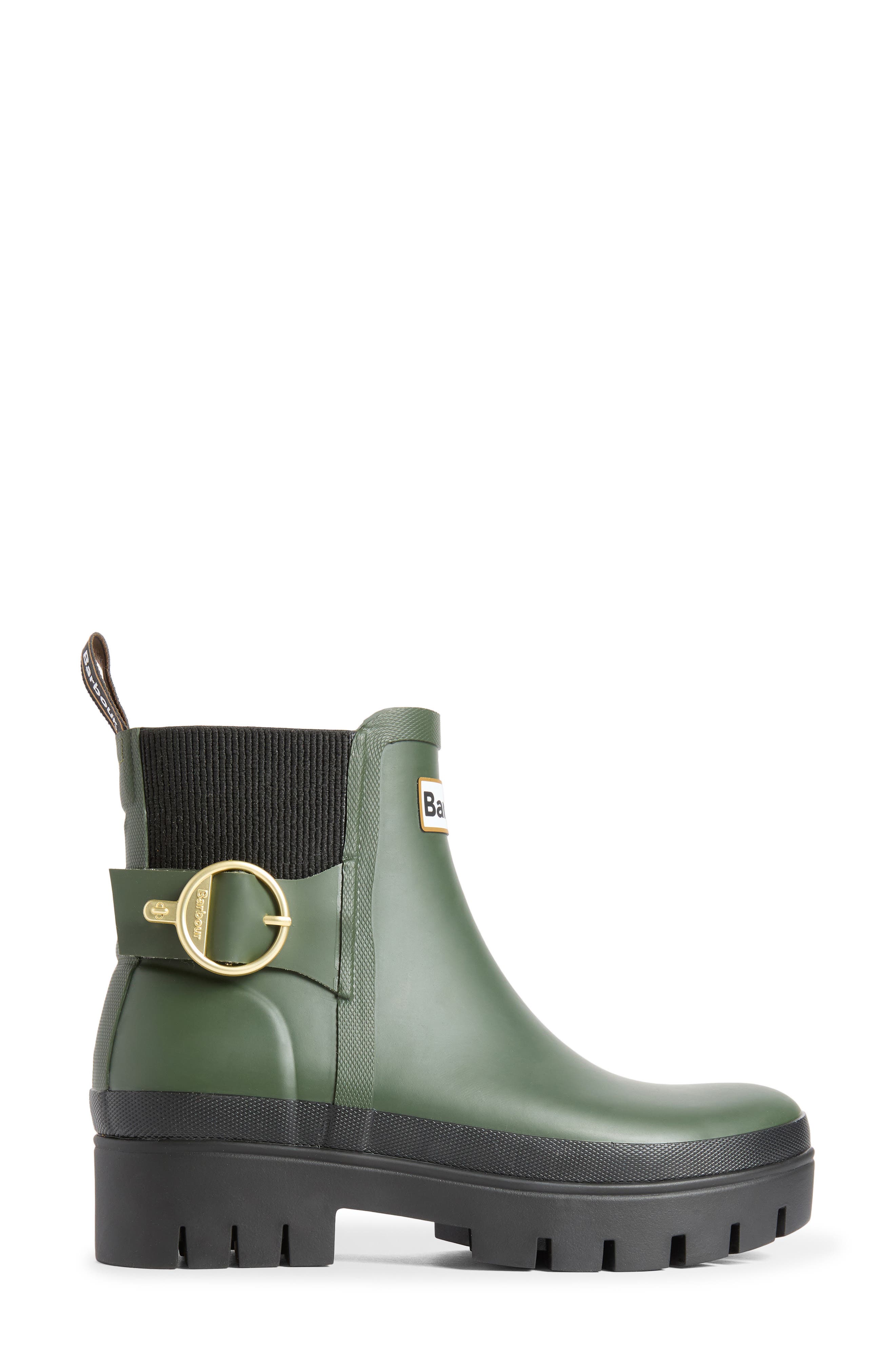 Hepburn Ankle Rain Boot, Alternate, color, OLIVE/ BLACK