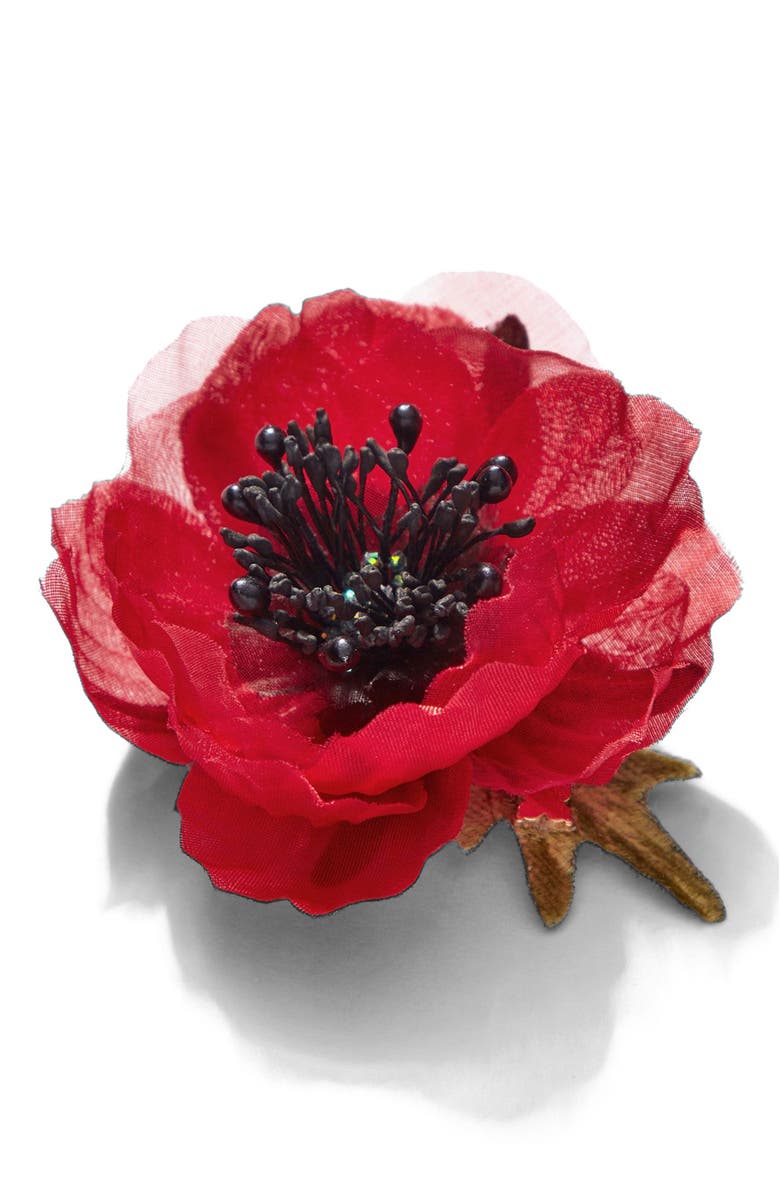 Helena Simon The Red Poppy Floral Brooch, Alternate, color, Red