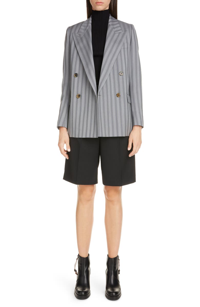 Acne Studios Janny Double Breasted Pinstripe Wool Blazer, Alternate, color, 