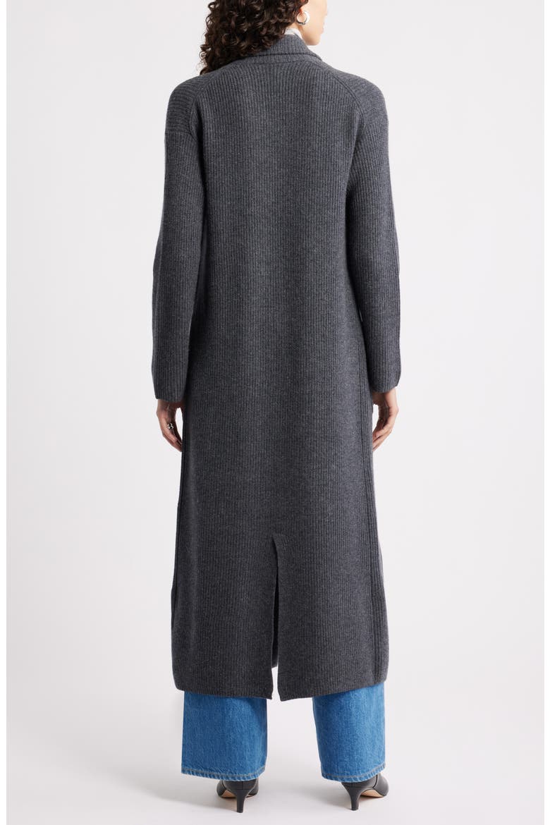 Wool & Cashmere Longline Cardigan, Alternate, color, GREY DARK CHARCOAL HEATHER