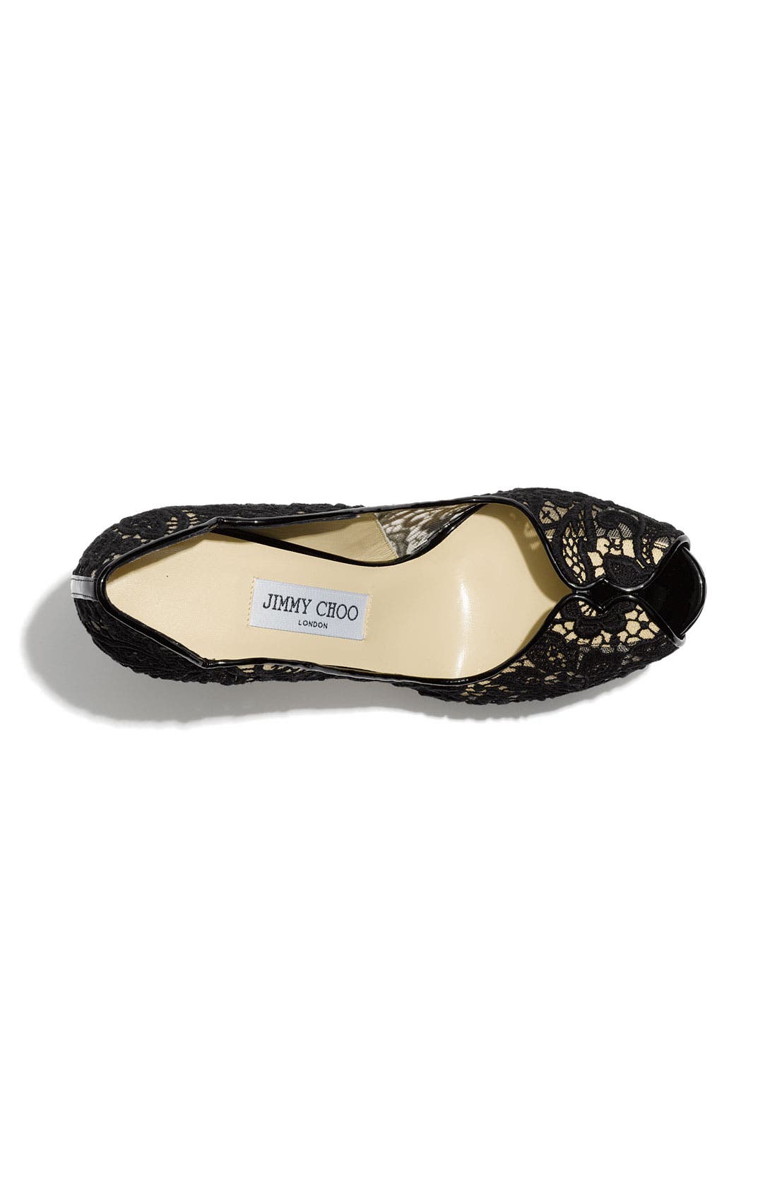 'Faith' Lace Peep Toe Pump, Alternate, color, BLACK