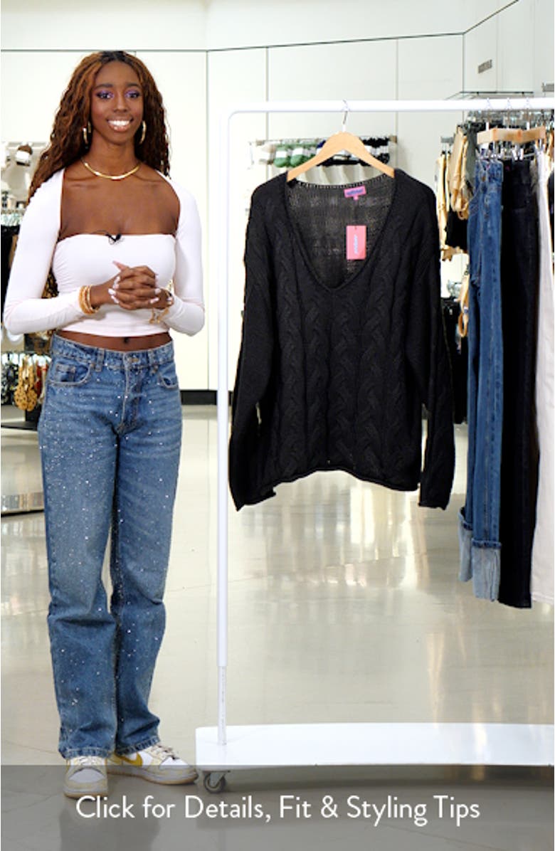 Inga Oversize V-Neck Cable Sweater, sales video thumbnail