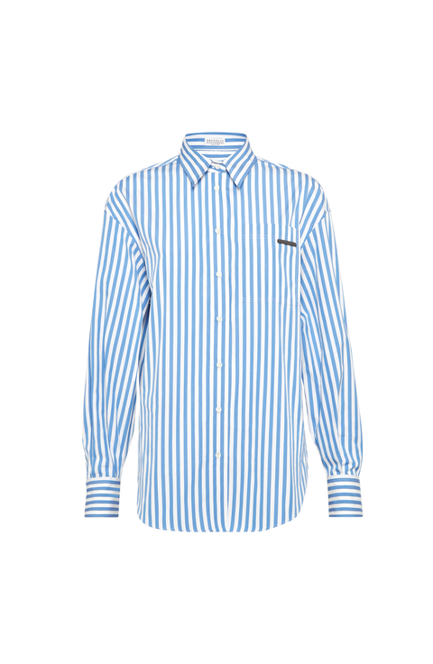 Striped poplin shirt