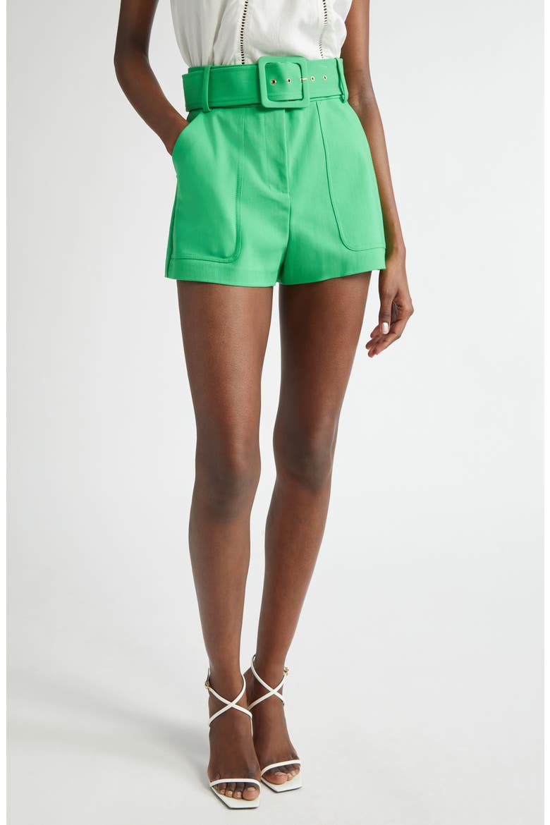 Kasey Belted Shorts, Main, color, TROPIC GREEN