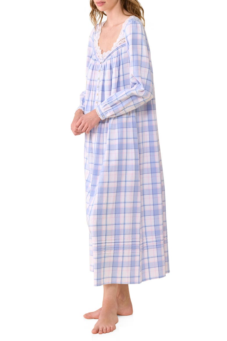Pintuck Cotton Ballet Nightgown, Alternate, color, BLUE/ PLAID