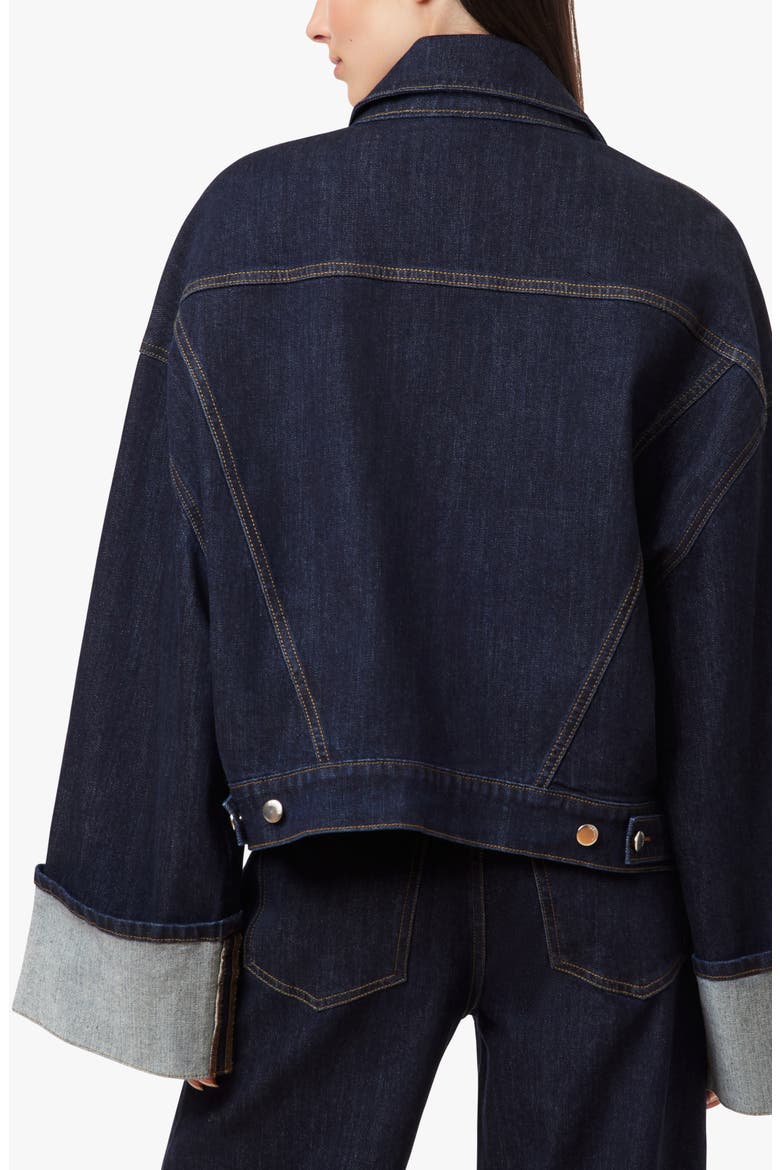 Cuffed Denim Trucker Jacket, Alternate, color, RINSE