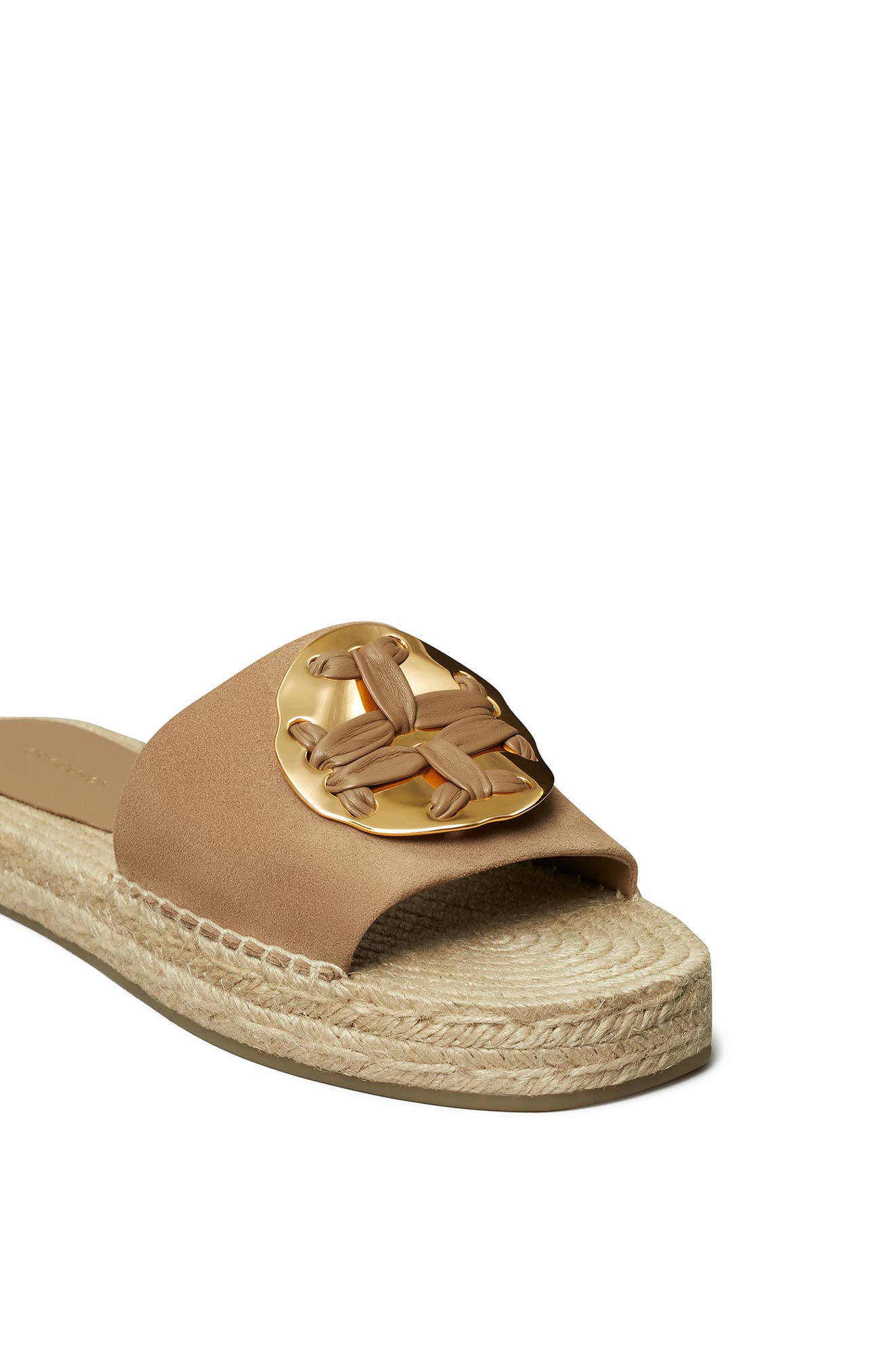Tory Burch Woven Double T Espadrille Slide Sandal, Alternate, color, 