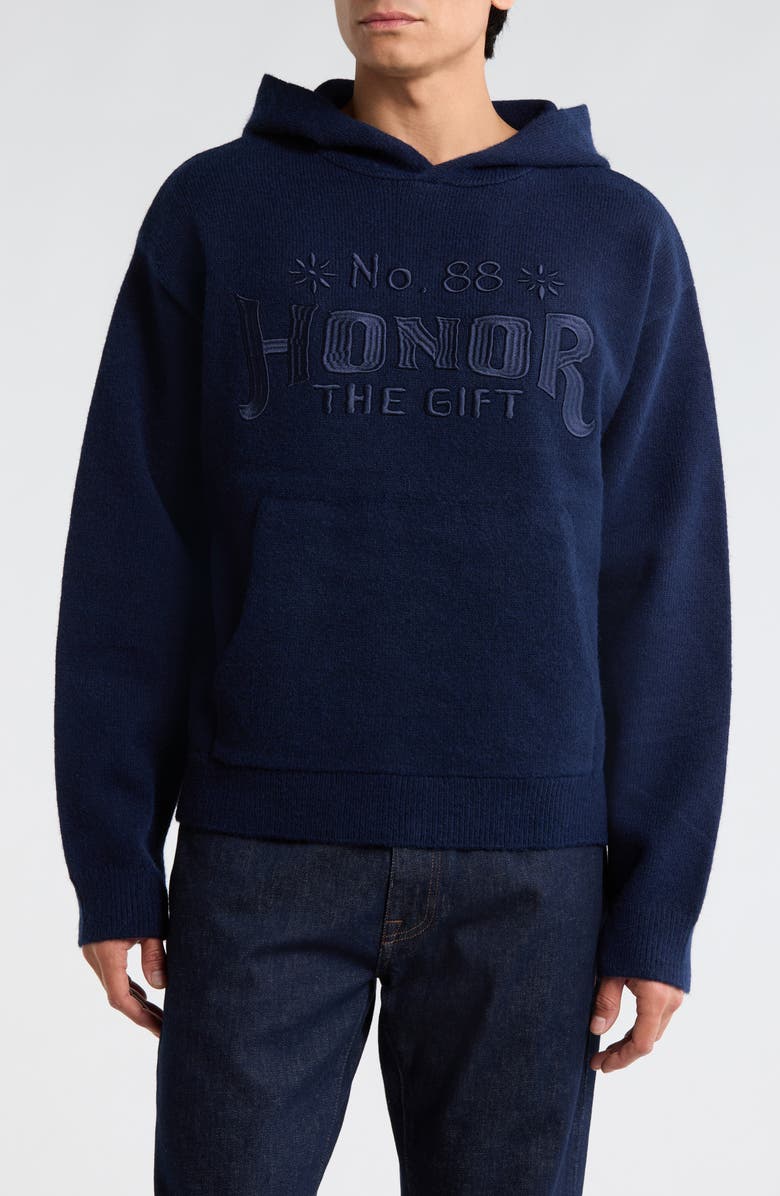 HONOR THE GIFT Art Knit Hoodie, Main, color, Navy
