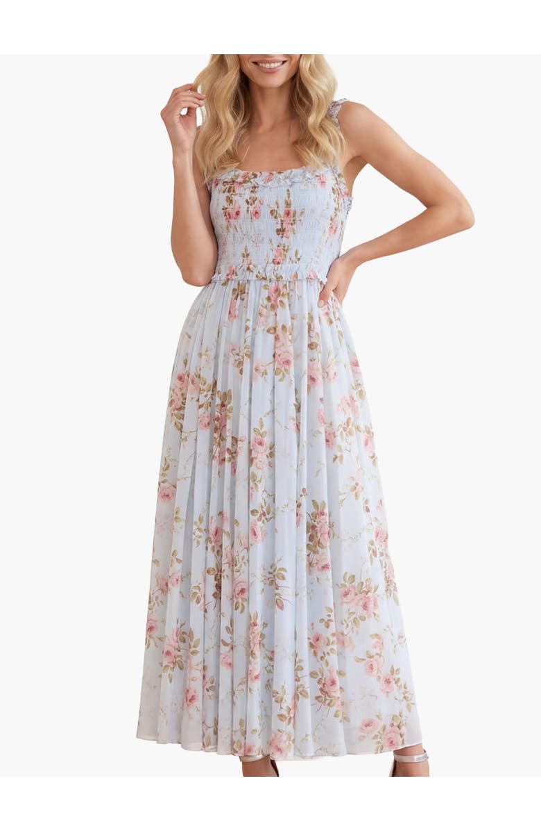 Needle & Thread Summer's Rose Chiffon Cami Ankle Gown, Main, color, Aqua