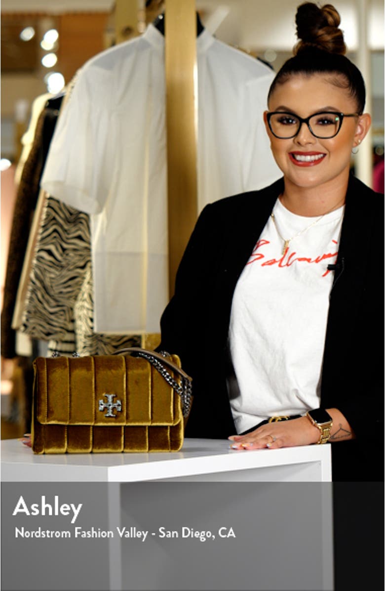 Small Kira Convertible Quilted Velvet Shoulder Bag, sales video thumbnail