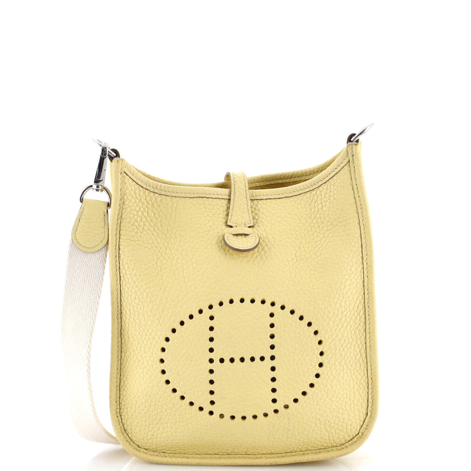 Pre-Owned Hermes Evelyne Bag Gen III Clemence TPM, Main, color, Jaune Poussin