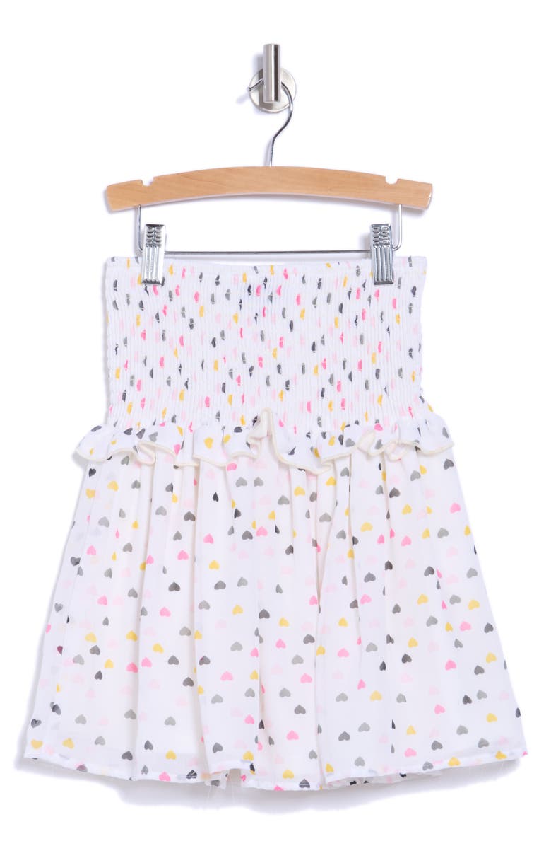 Ava & Yelly Kids' Smocked Chiffon Skirt, Main, color, Off-White