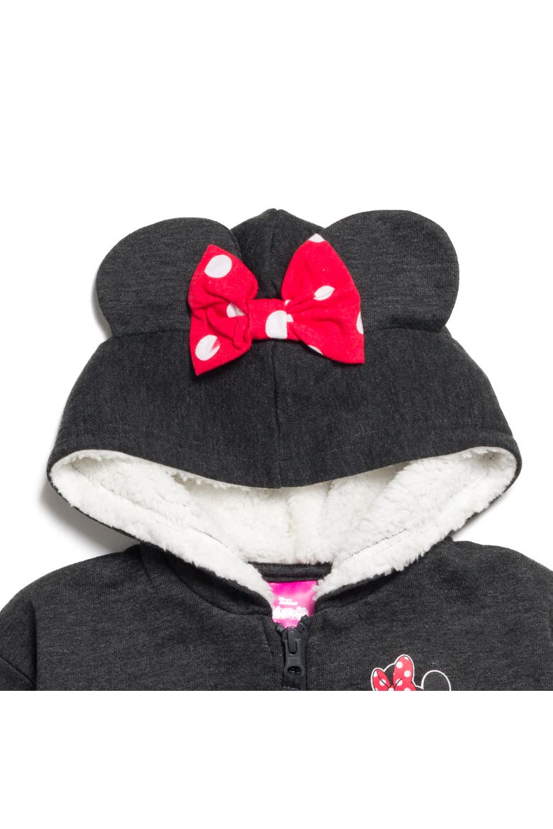 Minnie Mouse Cosplay Zip-Up Hoodie, Alternate, color, Minnie Charcoal Gray