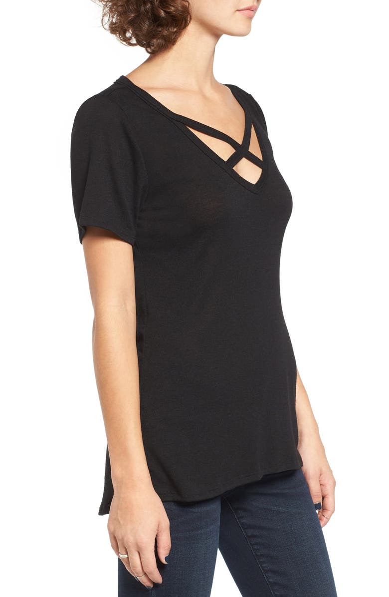 Socialite Strap Front Tee, Alternate, color,