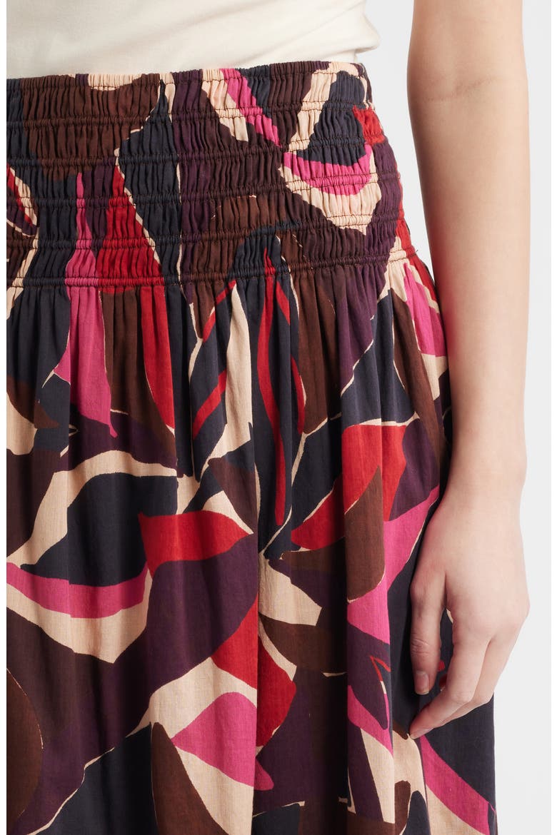 Alessa Smock Waist Cotton Midi Skirt, Alternate, color, PARADISE