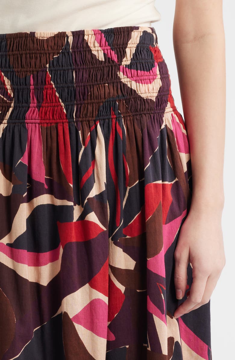 Rails Alessa Smock Waist Cotton Midi Skirt, Alternate, color, Paradise