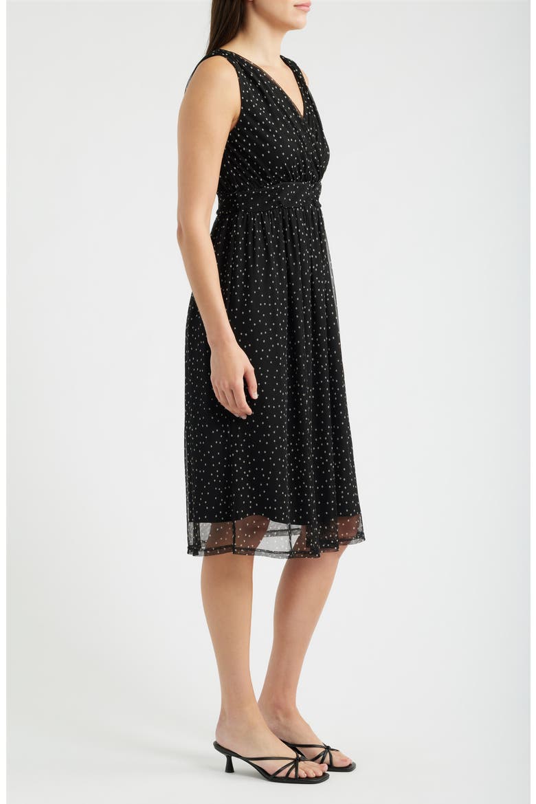 Cross Mesh Midi Dress, Alternate, color, BLACK
