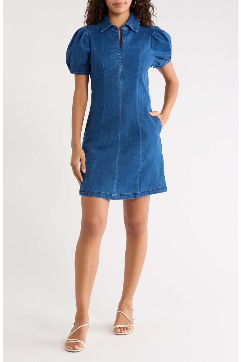 Adalyn Puff Sleeve Denim Minidress, Main, color, DENIM BLUE