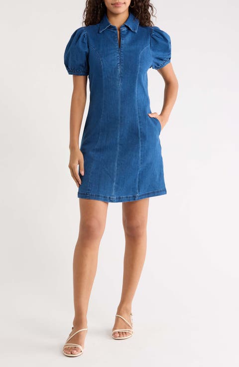 Adalyn Puff Sleeve Denim Minidress