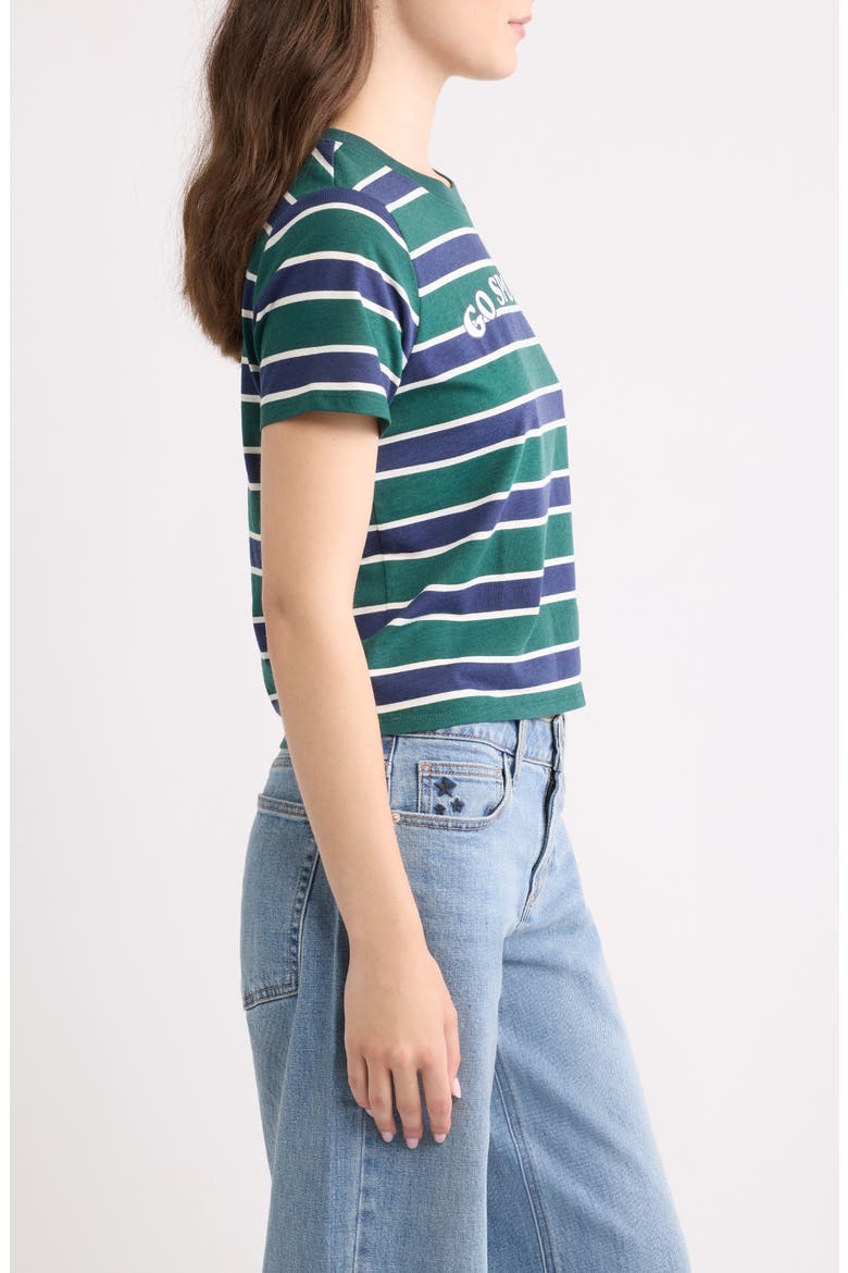 Go Sports Stripe Crop Graphic T-Shirt, Alternate, color, GREEN