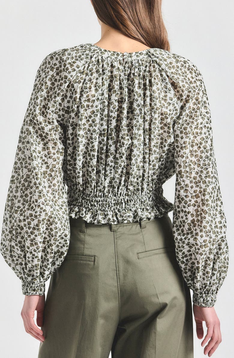Derek Lam 10 Crosby Charlee Clover Print Woven Shirt, Alternate, color, Marshmallow/ Mermaid