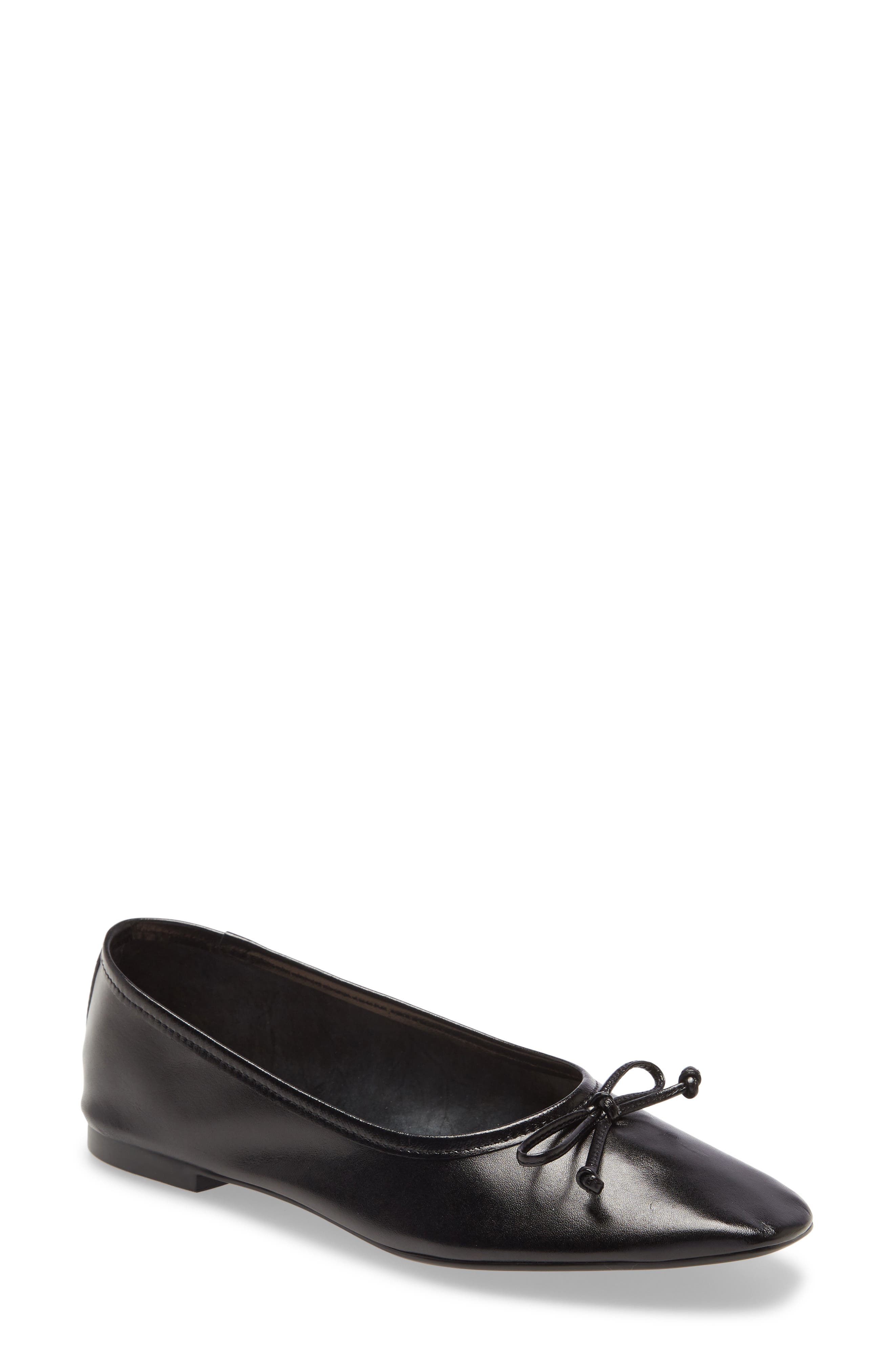 Schutz Arissa Square Toe Ballet Flat, Main, color, Black Leather