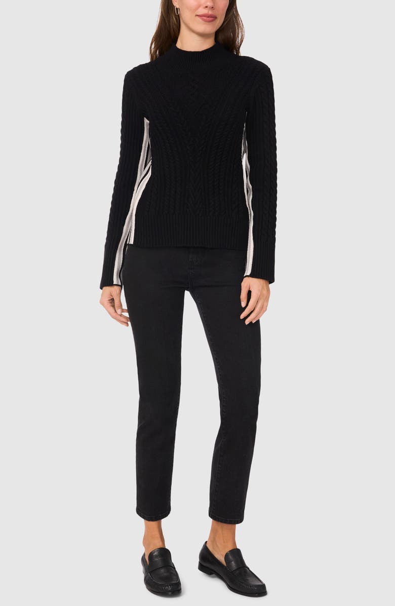 Halogen<sup>®</sup> Mixed Cable Mock Neck Sweater, Alternate, color, 