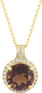 EFFY Smoky Quartz & Diamond Halo Pendant Necklace
