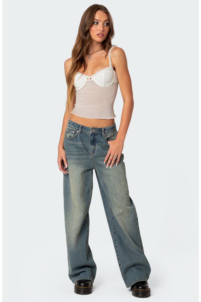 Lidia Sheer Mesh Bra Top, Alternate, color, WHITE