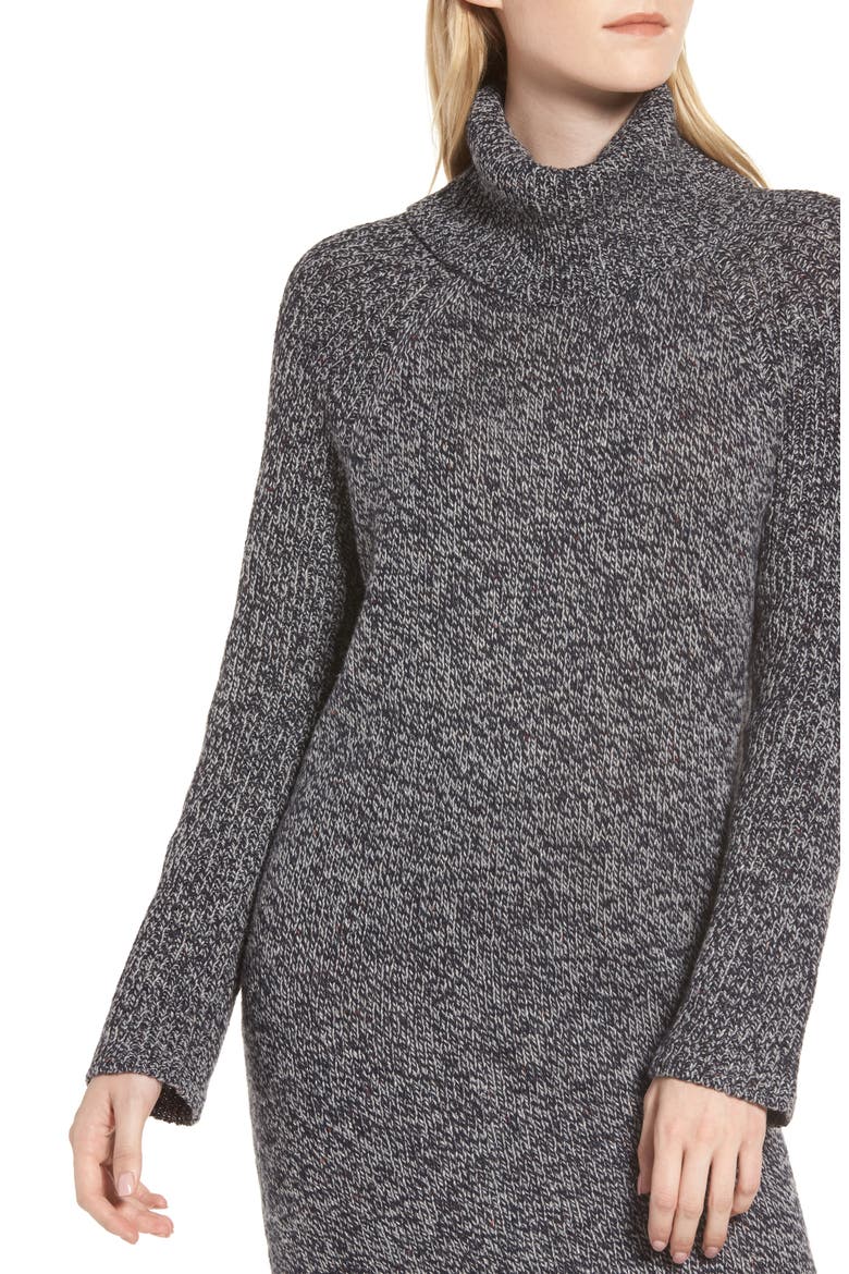 Turtleneck Sweater Dress, Alternate, color, NAVY GREY HEATHER NEPPY MARL