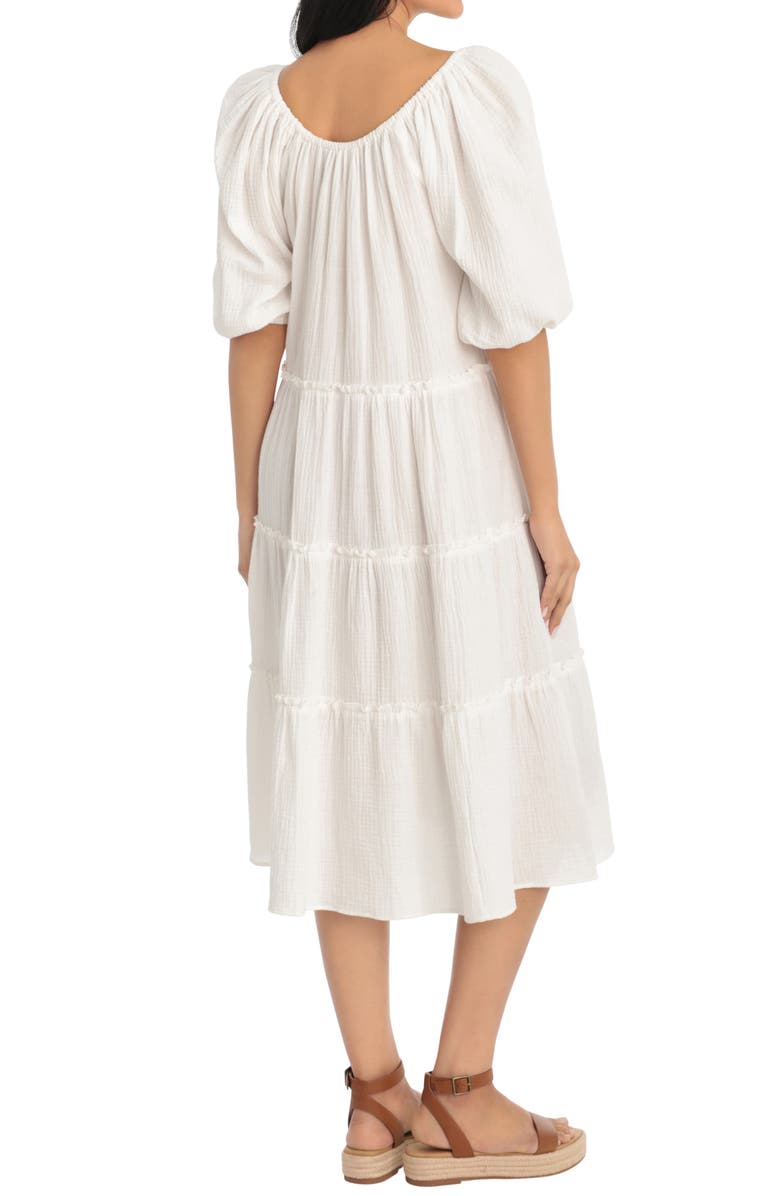 London Times Gauze Tiered Trapeze Midi Dress, Alternate, color, 