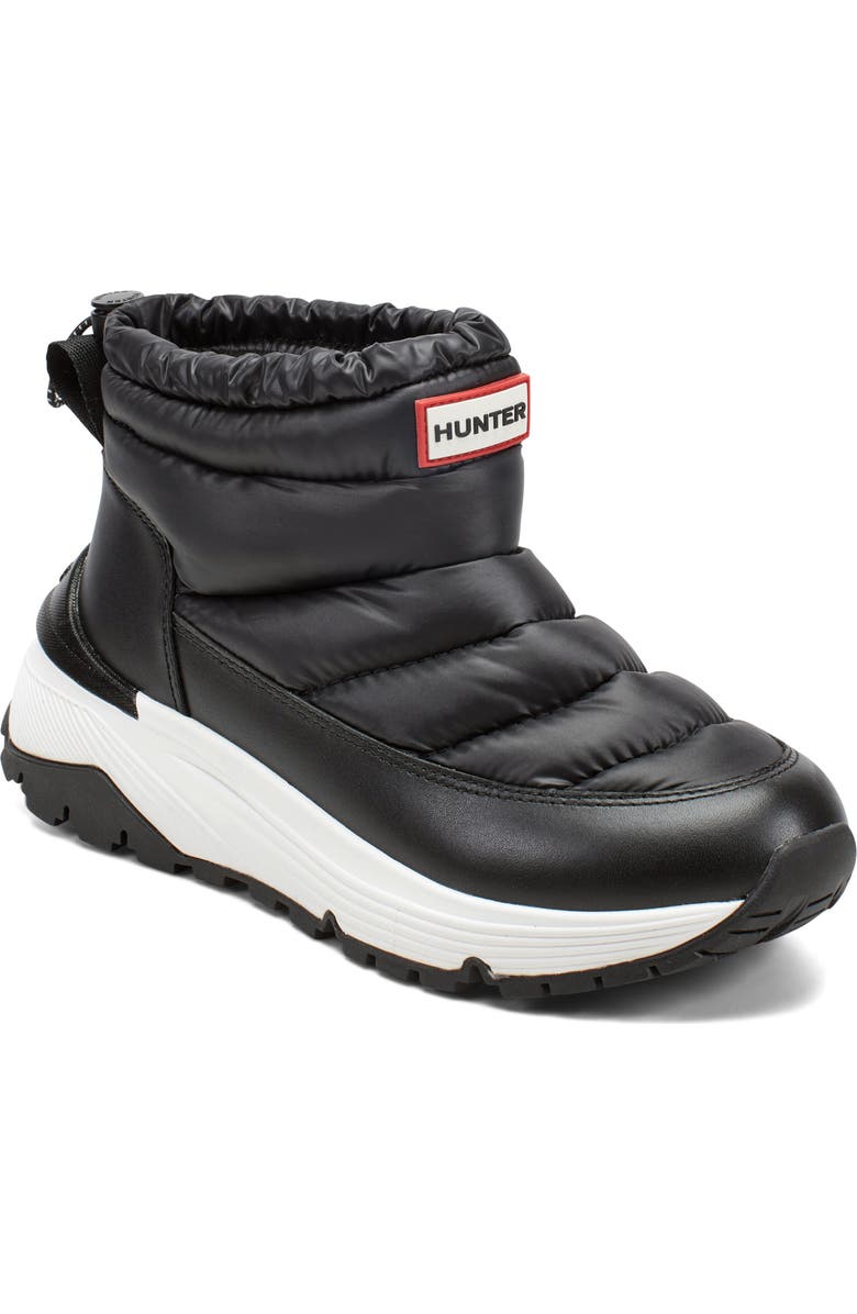 Hunter Annes Waterproof Faux Fur Lined Puffer Boot, Main, color, Black