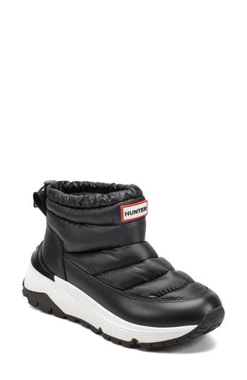 Hunter Annes Waterproof Faux Fur Lined Puffer Boot In Black