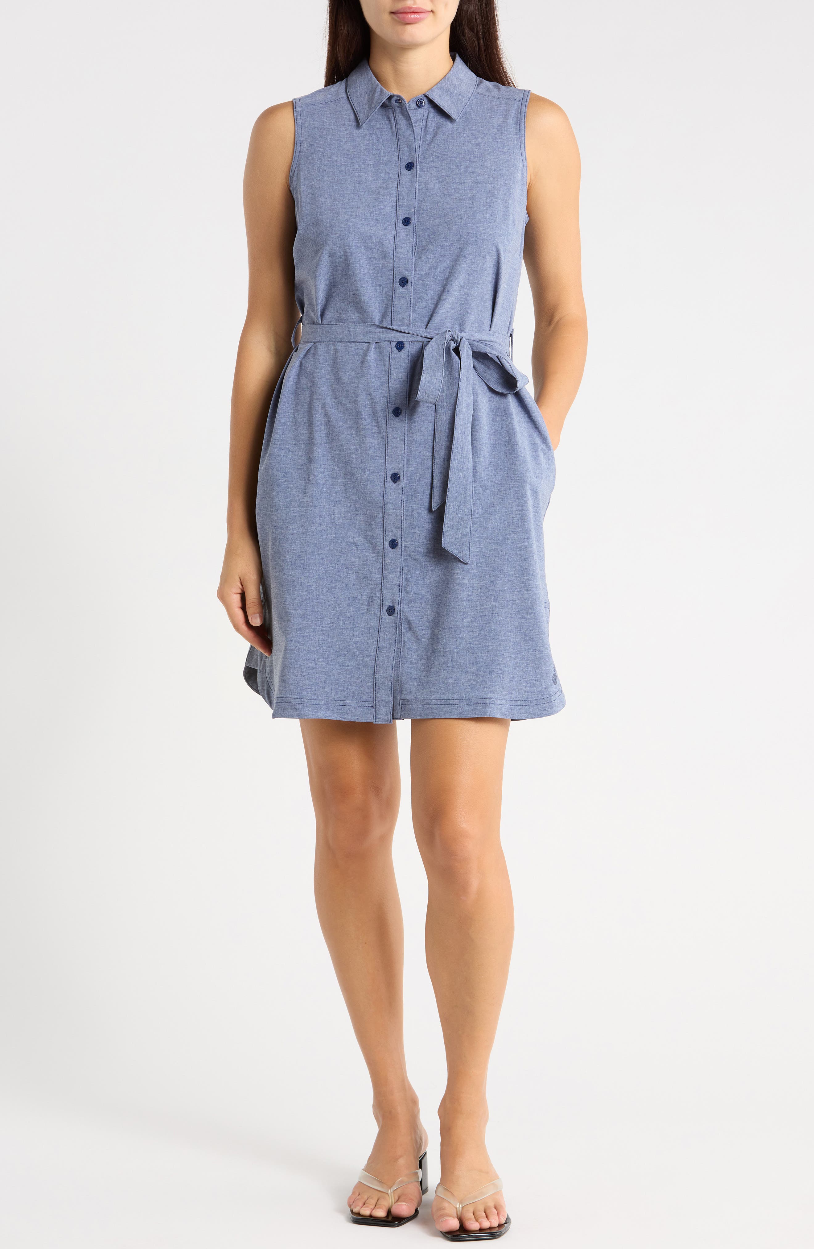 Alicia Chambray Sleeveless Shirt Dress