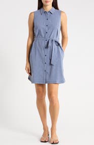 Tommy Bahama Alicia Chambray Sleeveless Shirt Dress