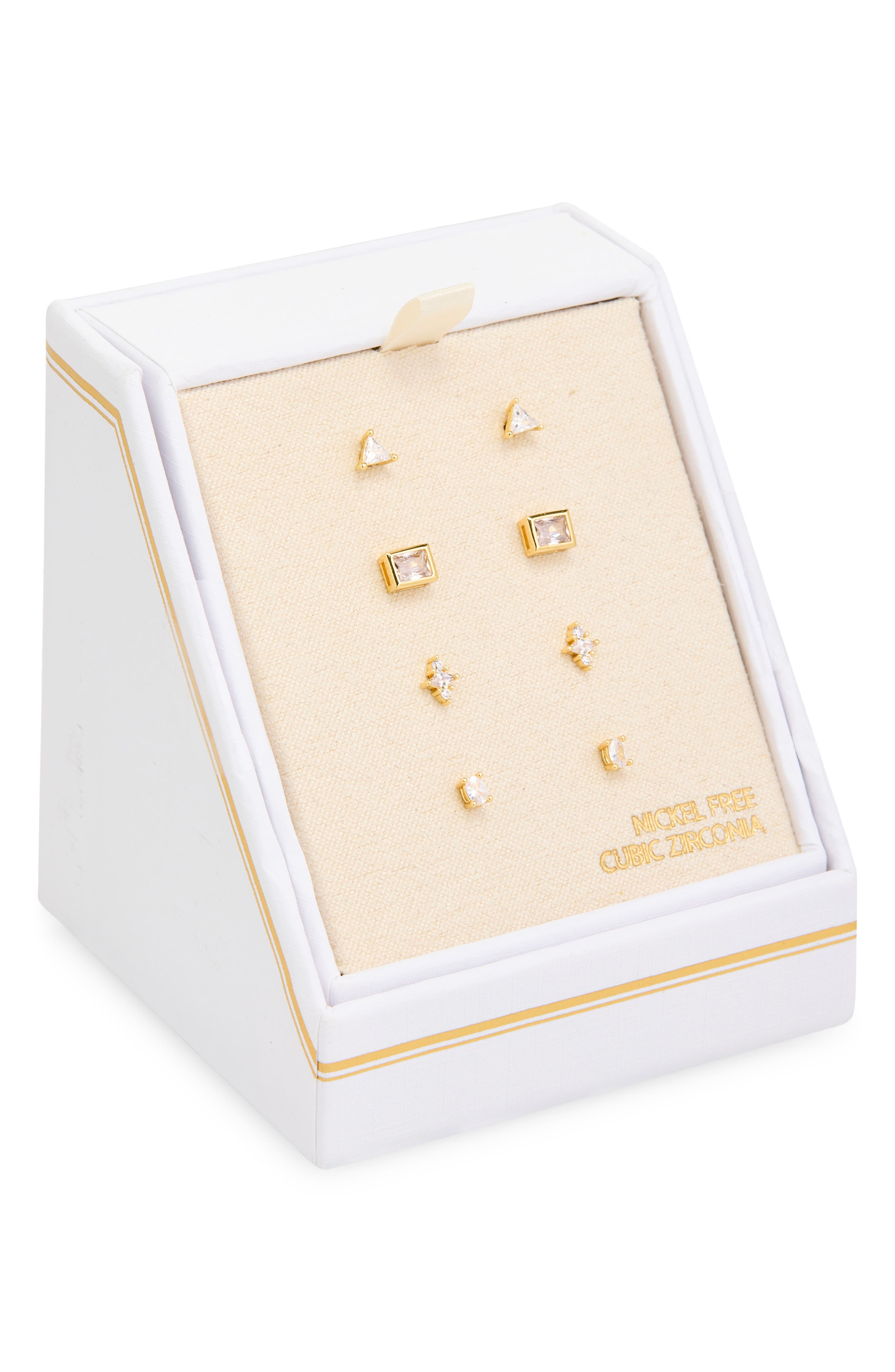 NORDSTROM RACK Set of 4 Cubic Zirconia Stud Earrings