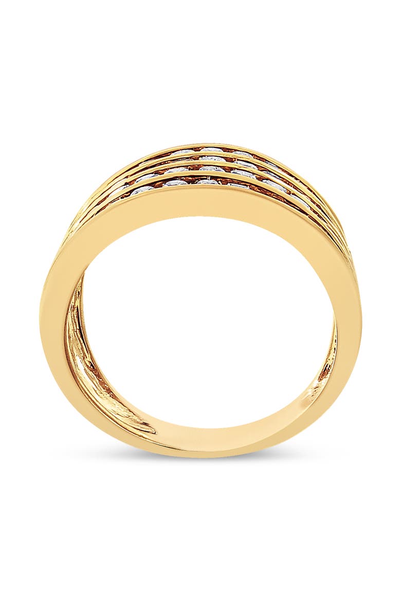 10K Yellow Gold Plated Silver 1 1/2 Cttw Diamond 4 Row Channel Band Ring, Alternate, color, Yellow Gold over Silver