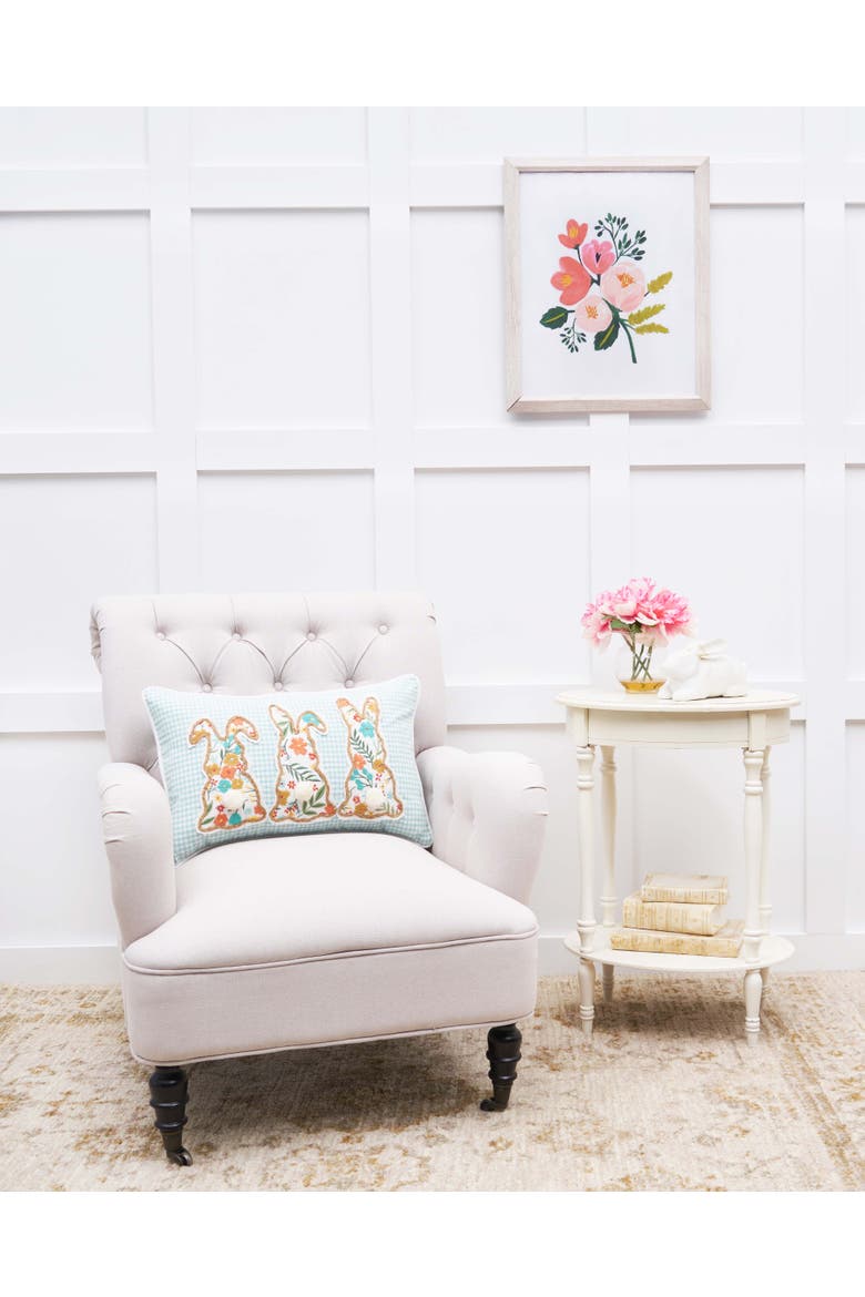Blossom Bunny Trio Accent Pillow, Alternate, color, Blue