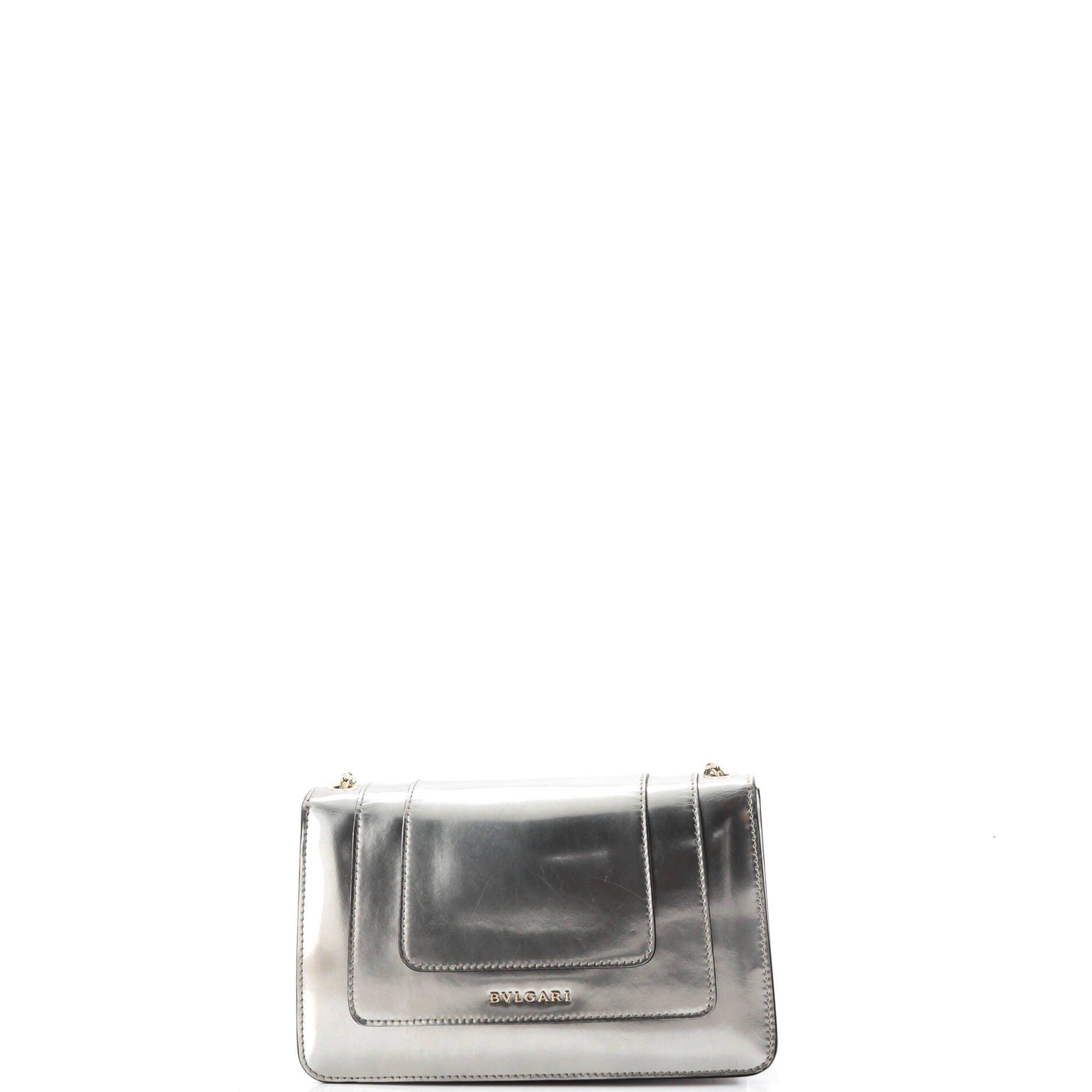 Serpenti Forever Shoulder Bag Metallic Leather Small, Alternate, color, Metallic Silver