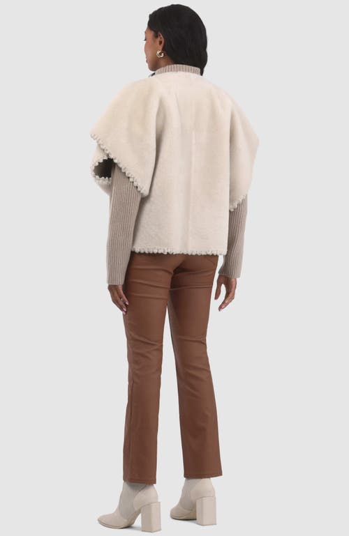 Gorski Reversible Collarless Shearling Lamb Jacket In White